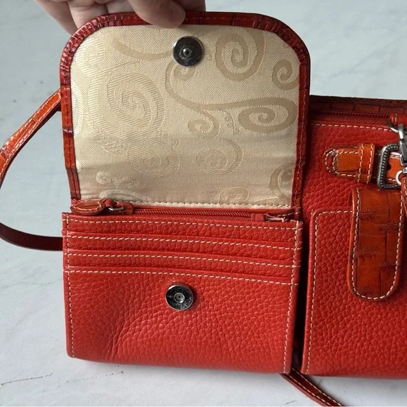 Brighton Burnt Orange Crossbody Organizer Leather Bag near perfect condition - Picture 10 of 12